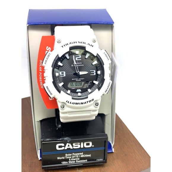 Casio Men's Watch AQS810W Illuminator Analog Digital Solar White Resin 5208 - Picture 3 of 15